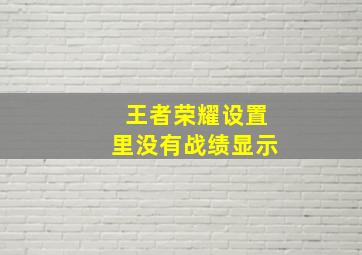 王者荣耀设置里没有战绩显示