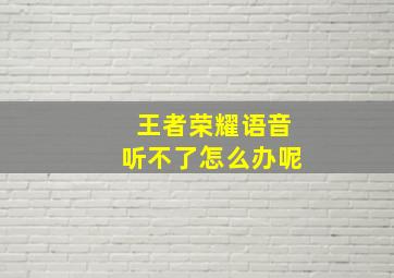 王者荣耀语音听不了怎么办呢