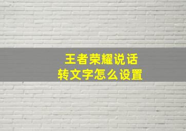 王者荣耀说话转文字怎么设置