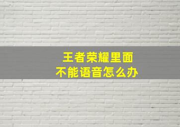 王者荣耀里面不能语音怎么办