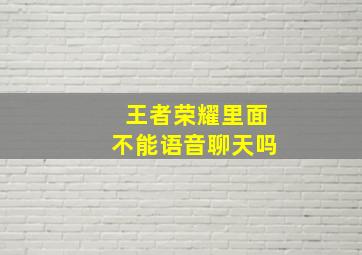 王者荣耀里面不能语音聊天吗