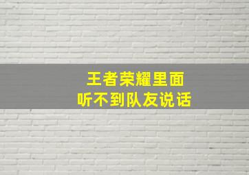 王者荣耀里面听不到队友说话