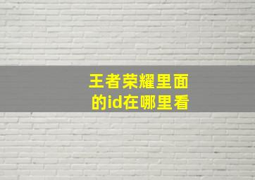 王者荣耀里面的id在哪里看