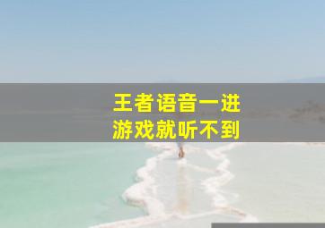 王者语音一进游戏就听不到