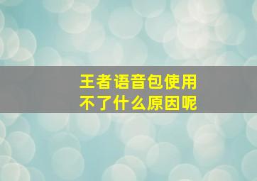 王者语音包使用不了什么原因呢