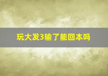 玩大发3输了能回本吗