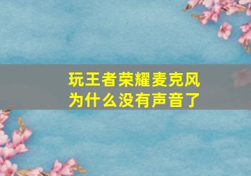 玩王者荣耀麦克风为什么没有声音了