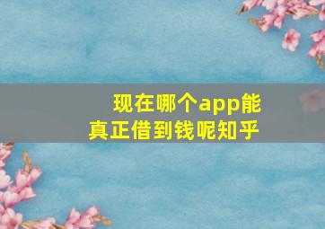 现在哪个app能真正借到钱呢知乎