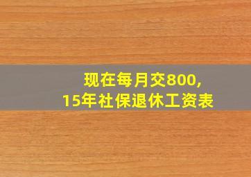 现在每月交800,15年社保退休工资表