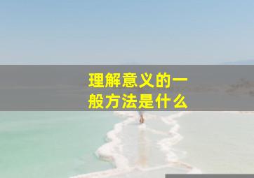 理解意义的一般方法是什么