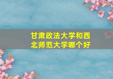 甘肃政法大学和西北师范大学哪个好