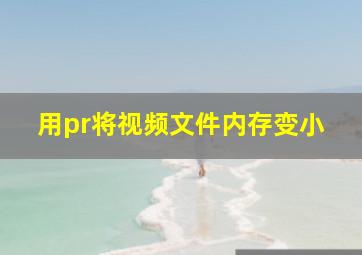 用pr将视频文件内存变小