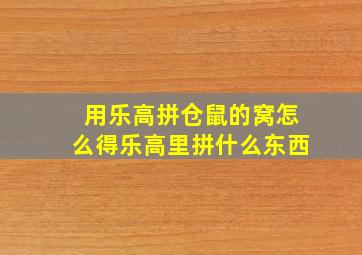 用乐高拼仓鼠的窝怎么得乐高里拼什么东西