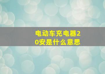 电动车充电器20安是什么意思