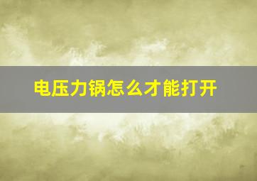 电压力锅怎么才能打开