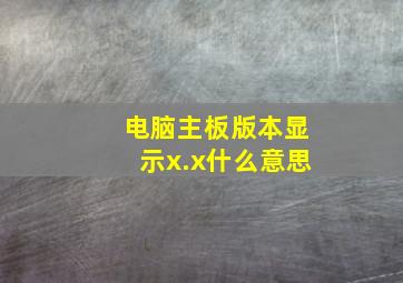 电脑主板版本显示x.x什么意思