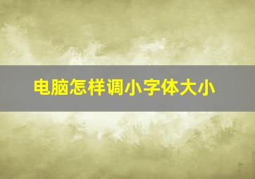 电脑怎样调小字体大小