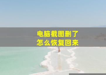 电脑截图删了怎么恢复回来