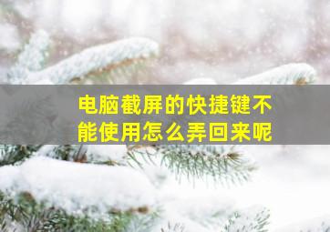 电脑截屏的快捷键不能使用怎么弄回来呢