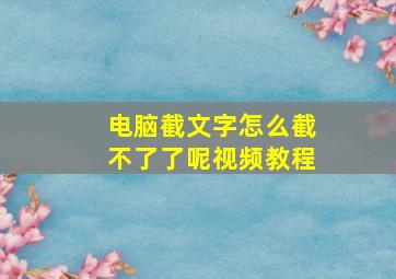 电脑截文字怎么截不了了呢视频教程