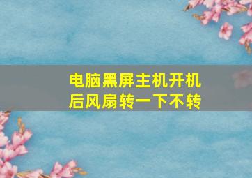 电脑黑屏主机开机后风扇转一下不转