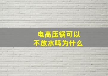 电高压锅可以不放水吗为什么