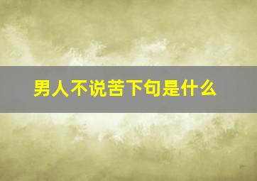 男人不说苦下句是什么