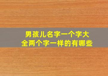 男孩儿名字一个字大全两个字一样的有哪些