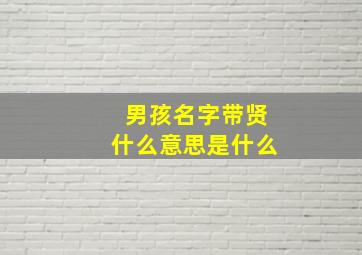 男孩名字带贤什么意思是什么