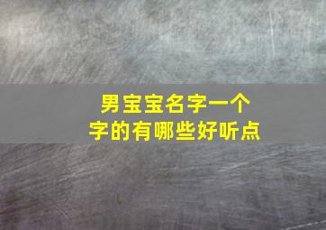 男宝宝名字一个字的有哪些好听点