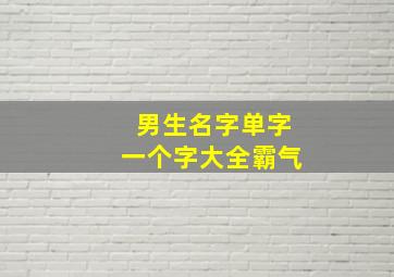 男生名字单字一个字大全霸气