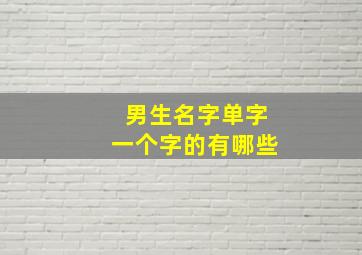 男生名字单字一个字的有哪些