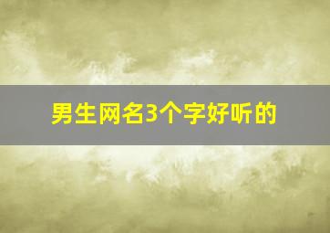 男生网名3个字好听的