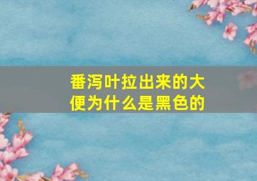 番泻叶拉出来的大便为什么是黑色的