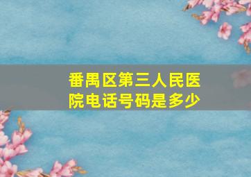 番禺区第三人民医院电话号码是多少