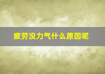 疲劳没力气什么原因呢