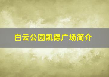 白云公园凯德广场简介