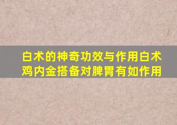 白术的神奇功效与作用白术鸡内金搭备对脾胃有如作用