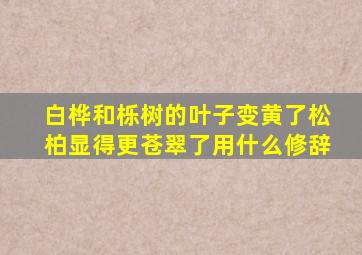 白桦和栎树的叶子变黄了松柏显得更苍翠了用什么修辞