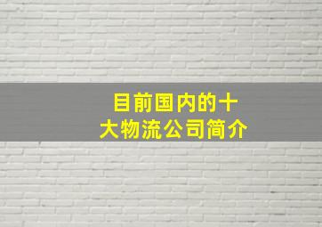 目前国内的十大物流公司简介