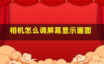 相机怎么调屏幕显示画面