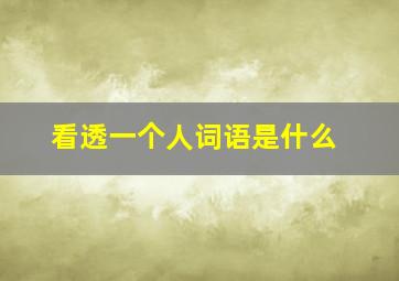 看透一个人词语是什么