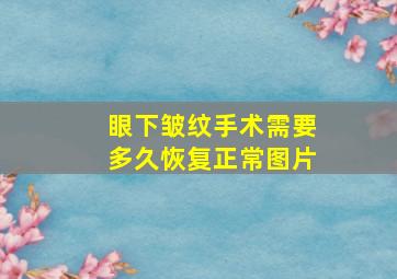 眼下皱纹手术需要多久恢复正常图片