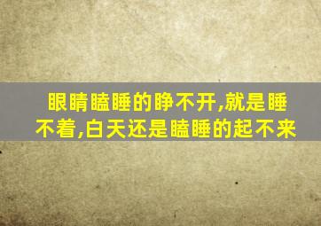 眼睛瞌睡的睁不开,就是睡不着,白天还是瞌睡的起不来