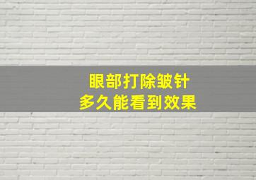 眼部打除皱针多久能看到效果