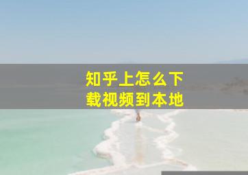 知乎上怎么下载视频到本地