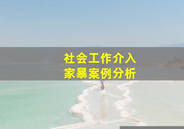 社会工作介入家暴案例分析