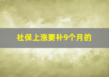 社保上涨要补9个月的