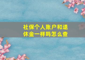 社保个人账户和退休金一样吗怎么查