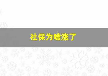 社保为啥涨了